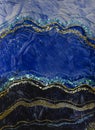 Acrylic paint modern blue and gold abstract painting, modern contemporary art, wallpaper, invitations, wedding. Marble