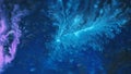 Acrylic paint splash sparkling fluid blue glitter