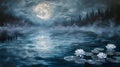 Moonlit Serenity: Reflections on Water./n