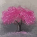 Acrylic painting sakura tree