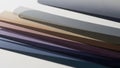 Acrylic sheets arranged in parallel varying in hues from blues to Royalty Free Stock Photo