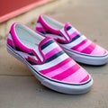 Acrylic Striped Vans Slip-on Shoes: Vibrant And Stylish Footwear