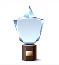 Acrylic trophy award with blank winner label in modern realistic style