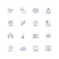 Act line icons collection. Performance, Theater, Drama, Play, Script, Cast, Stage vector and linear illustration