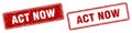 Act now stamp set. act now square grunge sign Royalty Free Stock Photo