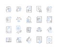 Act line icons collection. Perform, Enact, Execute, Accomplish, Achieve, Operate, Fulfill vector and linear illustration