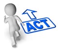 Act And Running Character Shows Urgent Action