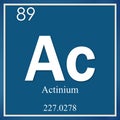 Actinium chemical element, blue square symbol