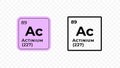 Actinium, chemical element of the periodic table vector Royalty Free Stock Photo