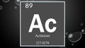 Actinium chemical element symbol on wide bubble background