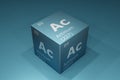 Actinium, 3D rendering of symbols of the elements of the periodic table, atomic number, atomic weight, name and symbol. Education Royalty Free Stock Photo
