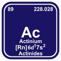 Actinium Periodic Table of the Elements Vector illustration eps 10 Royalty Free Stock Photo