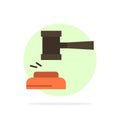 Action, Auction, Court, Gavel, Hammer, Judge, Law, Legal Abstract Circle Background Flat color Icon