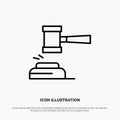 Action, Auction, Court, Gavel, Hammer, Judge, Law, Legal Line Icon Vector