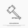 Action, Auction, Court, Gavel, Hammer, Law, Legal Line Icon Vector