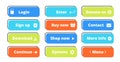 Action buttons set. Vector flat web buttons design Royalty Free Stock Photo