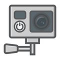 Action camera colorful line icon, device