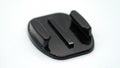 Action camera curved flat adhesive mount. Black plastic professional extreme.