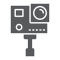 Action camera glyph icon, electronic and digital