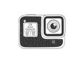 Action camera. Hand-drawn action camera for video shooting. Illustration in sketch style. Vector image Royalty Free Stock Photo