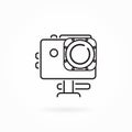 Action camera HD outline monochrome vector icon Royalty Free Stock Photo