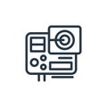 action camera icon vector from hardware network concept. Thin line illustration of action camera editable stroke. action camera