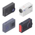 Action camera icons set, isometric style Royalty Free Stock Photo