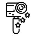 Action camera product review icon, outline style