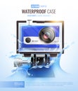 Action Camera And Waterproof Case Poster Royalty Free Stock Photo