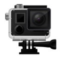 Action camera in waterproof case - sport cam Royalty Free Stock Photo