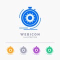 Action, fast, performance, process, speed 5 Color Glyph Web Icon Template isolated on white. Vector illustration Royalty Free Stock Photo