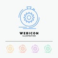Action, fast, performance, process, speed 5 Color Line Web Icon Template isolated on white. Vector illustration Royalty Free Stock Photo
