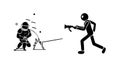 Action Figures Silhouette, Dynamic Combat Scene, vector design Generative AI Royalty Free Stock Photo
