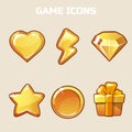 Action gold Game Icons Set