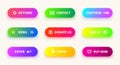 Action gradient button. Learn more web ui navigation buttons, mobile game app, download banner. Vector gradient