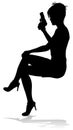 Woman Silhouette Action Secret Agent Spy With Gun Royalty Free Stock Photo