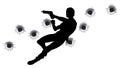 Action hero in gun fight silhouette Royalty Free Stock Photo