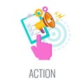 Action Icon. Call to action, CTA. Flat vector illustration.