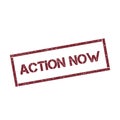 Action now rectangular stamp. Royalty Free Stock Photo