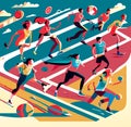 Victory in Motion: An Action-Packed School Sports Day Illustration