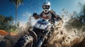 Dynamic ATV Rider on a Dusty Trail. Generative Ai Royalty Free Stock Photo