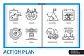 Action plan infographics linear elements set