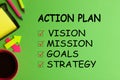 Action Plan list with conceptual words