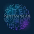 Action Plan vector round blue modern outline illustration Royalty Free Stock Photo