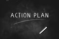 Action Plan written with chalk on blackboard icon logo design vector illustration Royalty Free Stock Photo