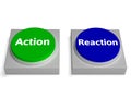 Action Reaction Buttons Shows Acting And Reacting Royalty Free Stock Photo