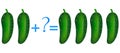 Action relationship of addition, examples with cucumbers. Educational game for children.