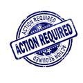 Action required word with blue round stamp Royalty Free Stock Photo