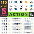 Action Settings 150 line flat isometric mobile web Royalty Free Stock Photo