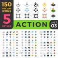 Action Settings 150 line flat isometric mobile web Royalty Free Stock Photo